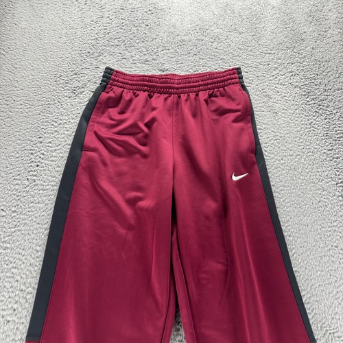 Vintage Nike Track Pants Mens Medium Burgundy Polyester Stretch Loose Straight - Picture 2 of 10