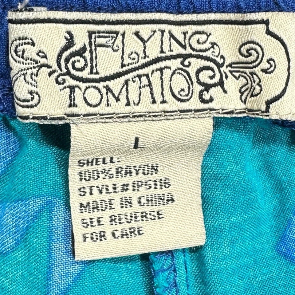 Flying Tomato Wide Leg Pants Womens Sz L Pull On Floral Boho Hippie Artsy Rayon - Image 2 of 4