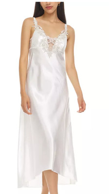 Flora by Flora Nikrooz Stella Satin Venise Trim Lingerie Nightgown Ivory NWT