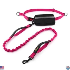Hands-Free Dual Handle Bungee Leash, Reflective, Adjustable Waist for Dogs