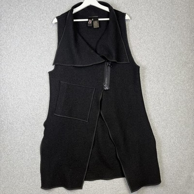 Igor Women's Size Large Black Karma W-Coat Vest Jacket Wool Blend Croatia