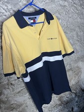 Tommy Hilfiger Yellow Navy XL Men's Short Sleeve Colorblock Logo Polo Shirt