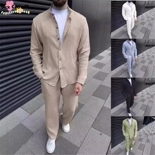 Men Tracksuit Outfit 2-Piece Set Long Sleeve Shirt and Pants Sweatsuit Set
