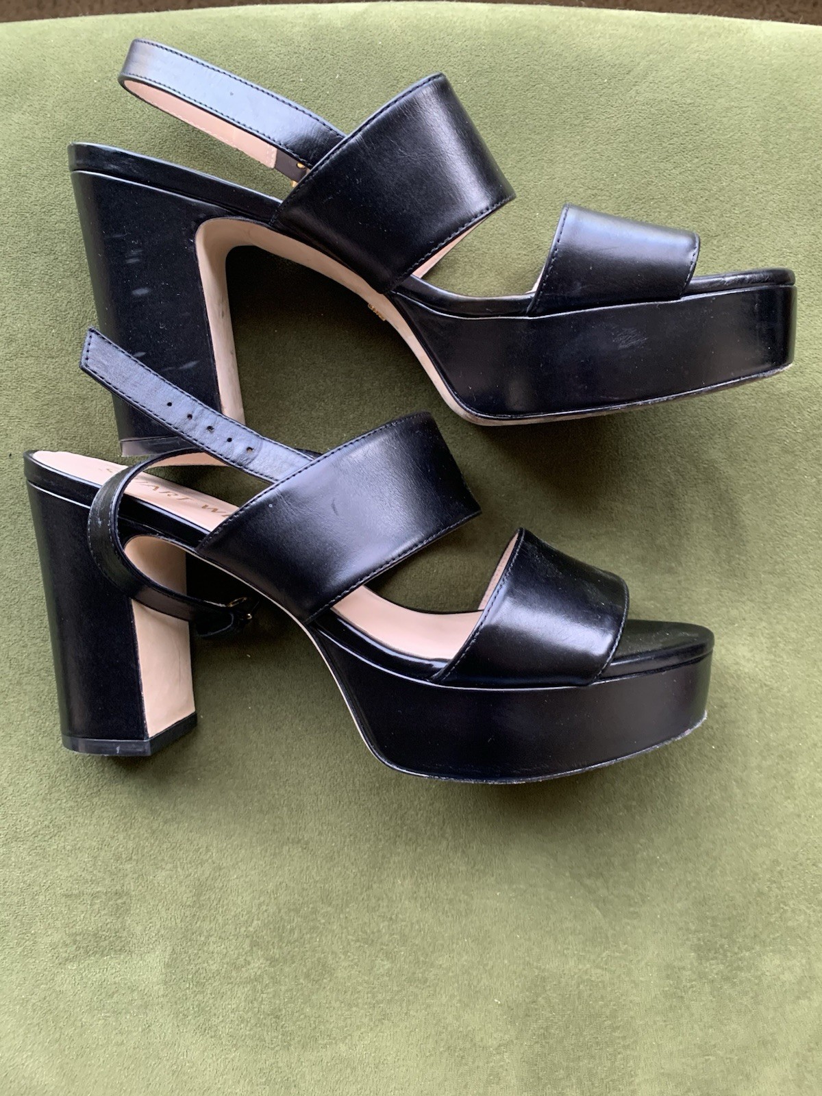 Stuart Weitzman Ono leather platform sandals in b… - image 2