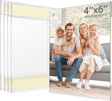 4x6 Acrylic Floating Picture Frame Set of 5 Clear Frameless for Wall Mount