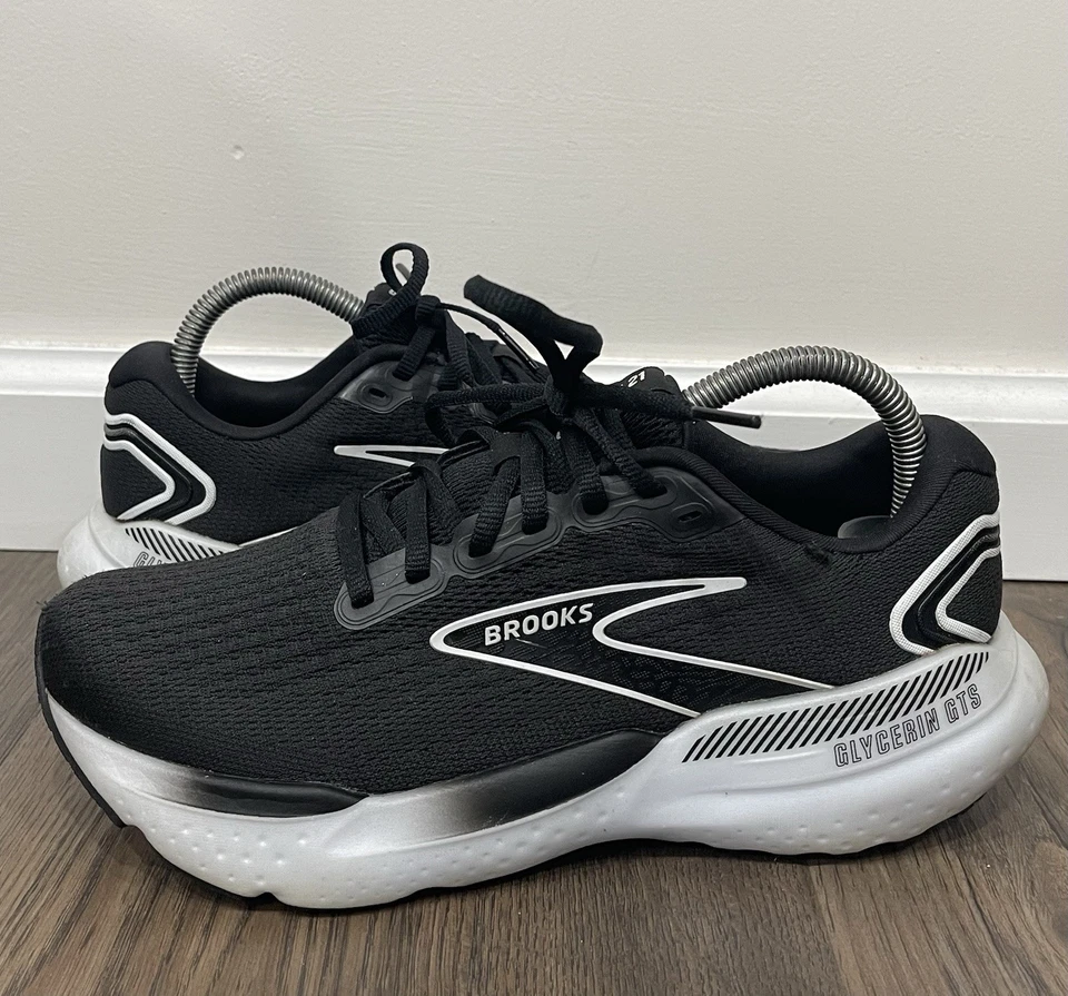Brooks Glycerin GTS 21 Black White Running Athletic Shoes Womens Size 8.5 D Wide - Image 2 of 4