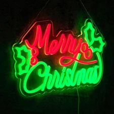 Merry Christmas Neon Signs, 16.5*9.8Inch LED Christmas Lights with Xmas Tree and