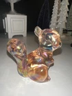 🐿️ ADORABLE Fenton Glass Iridescent Pink Peach Squirrel Figurine Paperweight