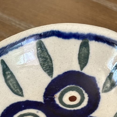 Boleslawiec Polish Pottery Spoon Rest Peacock Pattern Dots Blue 5" Long Poland - Picture 4 of 8
