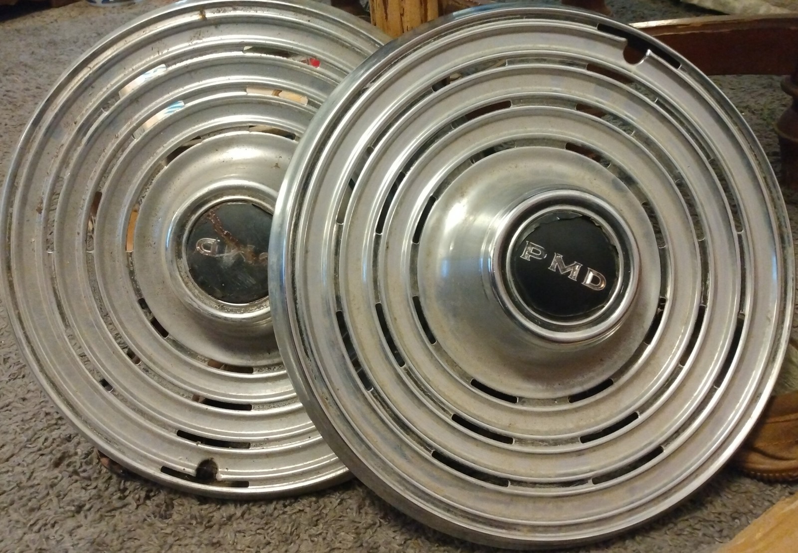 Vintage 1960s Pontiac PMD Wheel Hub Caps Set of 2 OEM
