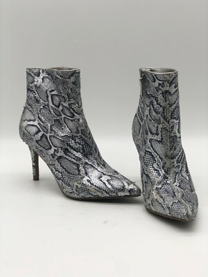 BP Maisie Silver Sequin Snake Skin Heeled Bootie Size 8