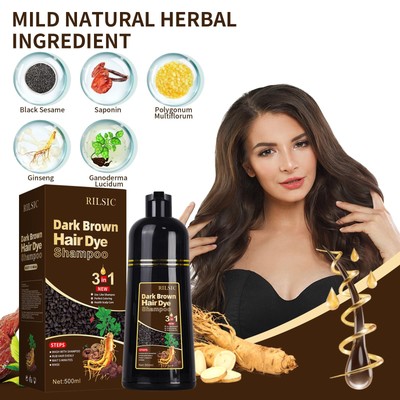 Shampooing Colorant BSY Noni - Marron Foncé - 100% Ingrédients Naturels - Pour Tous Types De Cheveux