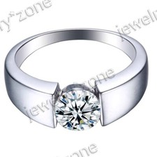 Sterling Silver 925 Prong Cubic Zirconia Jewelry Solitaire Unique Wedding Ring