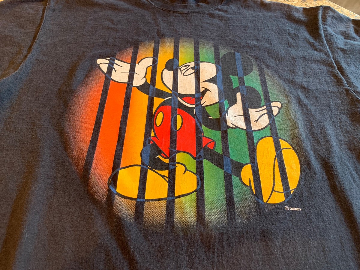 VINTAGE MICKEY MOUSE T SHIRT SIZE L Oversized BLACK DISNEY 