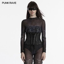 Punk Rave Black Gothic Cyberpunk Side Zip Underbust Adjustable Corset Waistband