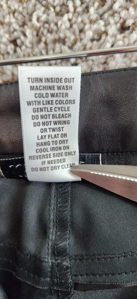 Joe Benbasset Black Faux Leather Pants Straight Leg Women's Size XL - Image 3 of 4