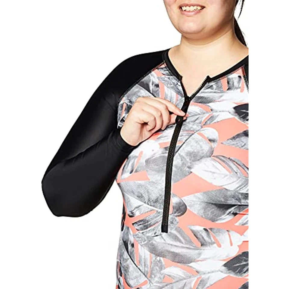 Precio de venta sugerido por el fabricante $114 Body Glove manga larga paleta traje de baño de una pieza talla grande (DEFECTUOSO) Foto 2 de 4