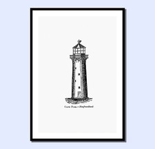 VINTAGE LIGHTHOUSE SKETCH wall art chilled relaxation wall prints A4