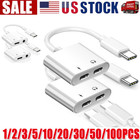 2 in 1 Charger Headphone USB Type C to 3.5mm Aux Audio Cable Cord Adapter lot