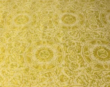 Bloom Craft Screen Print Fabric Medici 1960s Chartreuse Cotton Batik By the Yard