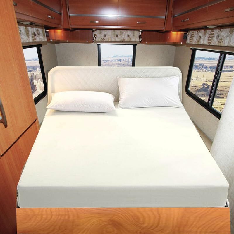 Microfiber RV Sheet Sets, 48x75 3/4 Full Bunk, Ivory Solid, RV Bed Sheets for...
