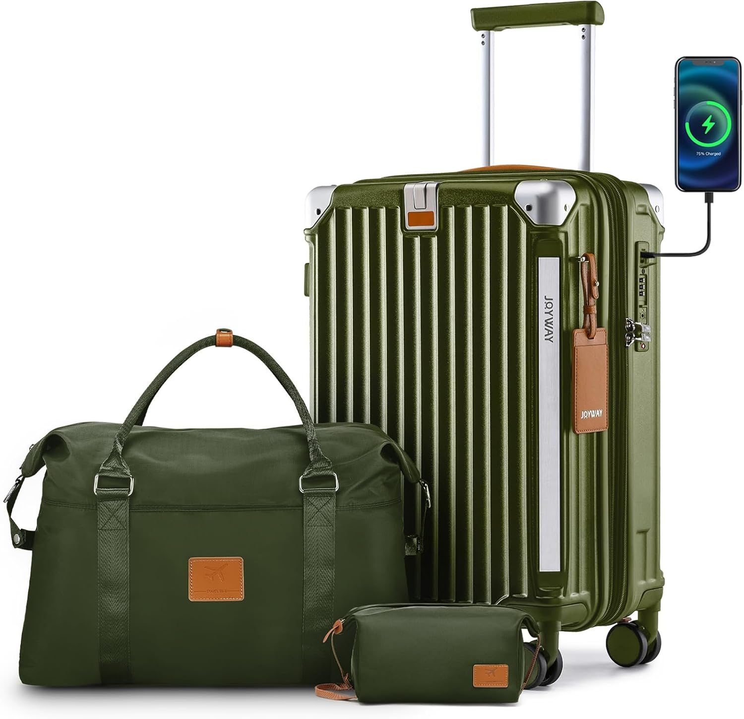 20In Expandable Carry-On Luggage with Cup Holder & USB Port, Smart Features-image
