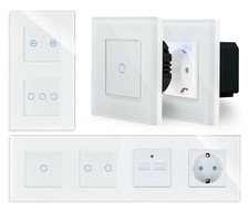 Touch Lichtschalter Steckdosen Wechselschalter Dimmer WiFi Glas Luxus-Time