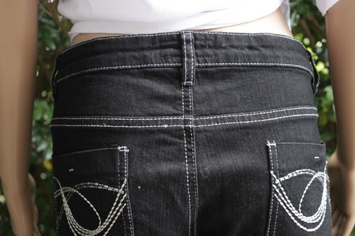 New Pencils Brand Black Jean White Trim Sz 14 Gorgeous Stylish Fantastic Bargain - Picture 6 of 10
