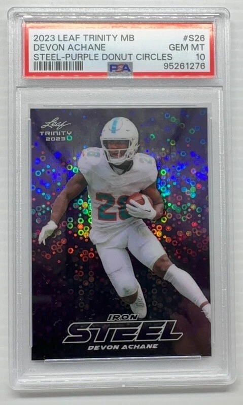 De'Von Achane Leaf Trinity Mega Box Steel #S26 Purple Donut Circles