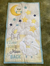 Handmade Love You To The Moon Baby Quilt, Approx 41x23  