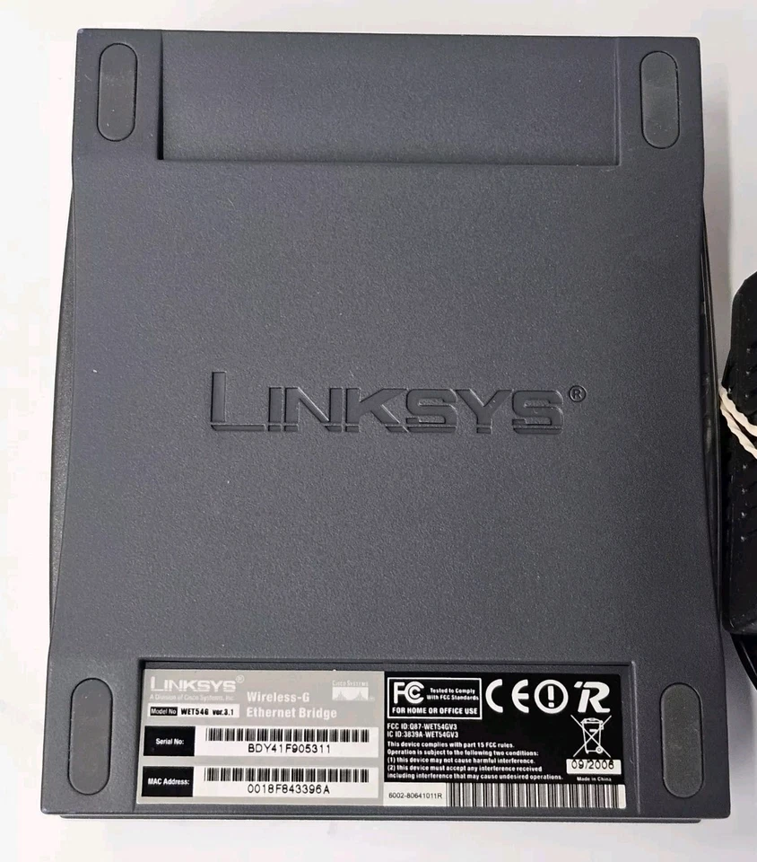 Linksys WET54G 2.4GHz 802.11g Wireless G Ethernet BRIDGE 54 Mbps Antenna Missing - Image 3 of 3