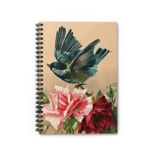 Bird With Roses By Klein Spiral Notebook - Ruled Line for Creative Minds
