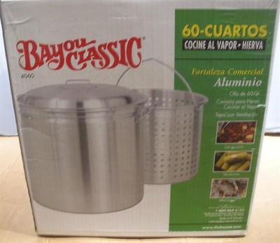 Bayou Classic 4060 60 Qt Restaurant Grade Aluminum Fryer Steamer Pot