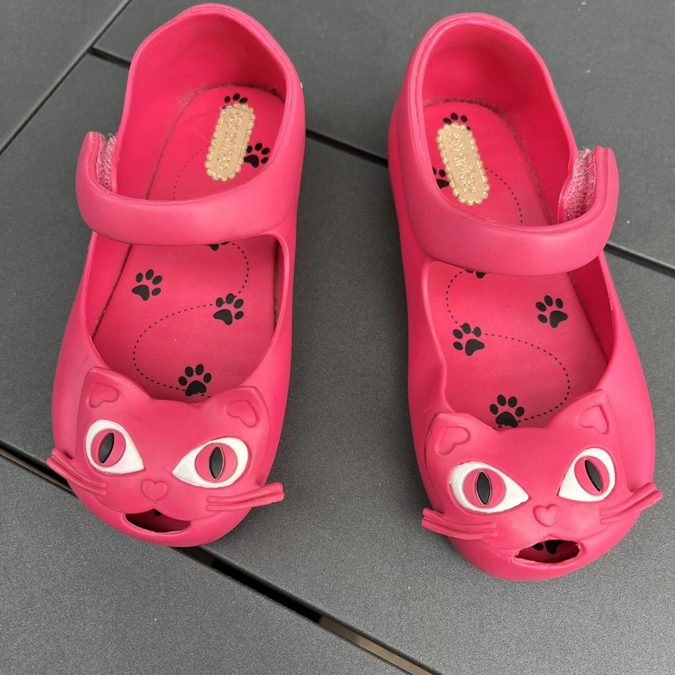 Mini Melissa Ultragirl II Pink Cat Mary Jane Flats Shoes Toddler Girls Size 9 - Image 2 of 4