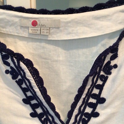 BODEN White Navy Blue SS Bea Embroidered Shift Dress Linen VNeck 6R NWOT | eBay BODEN White Navy Blue SS Bea Embroidered Shift Dress Linen VNeck 6R NWOT | eBay