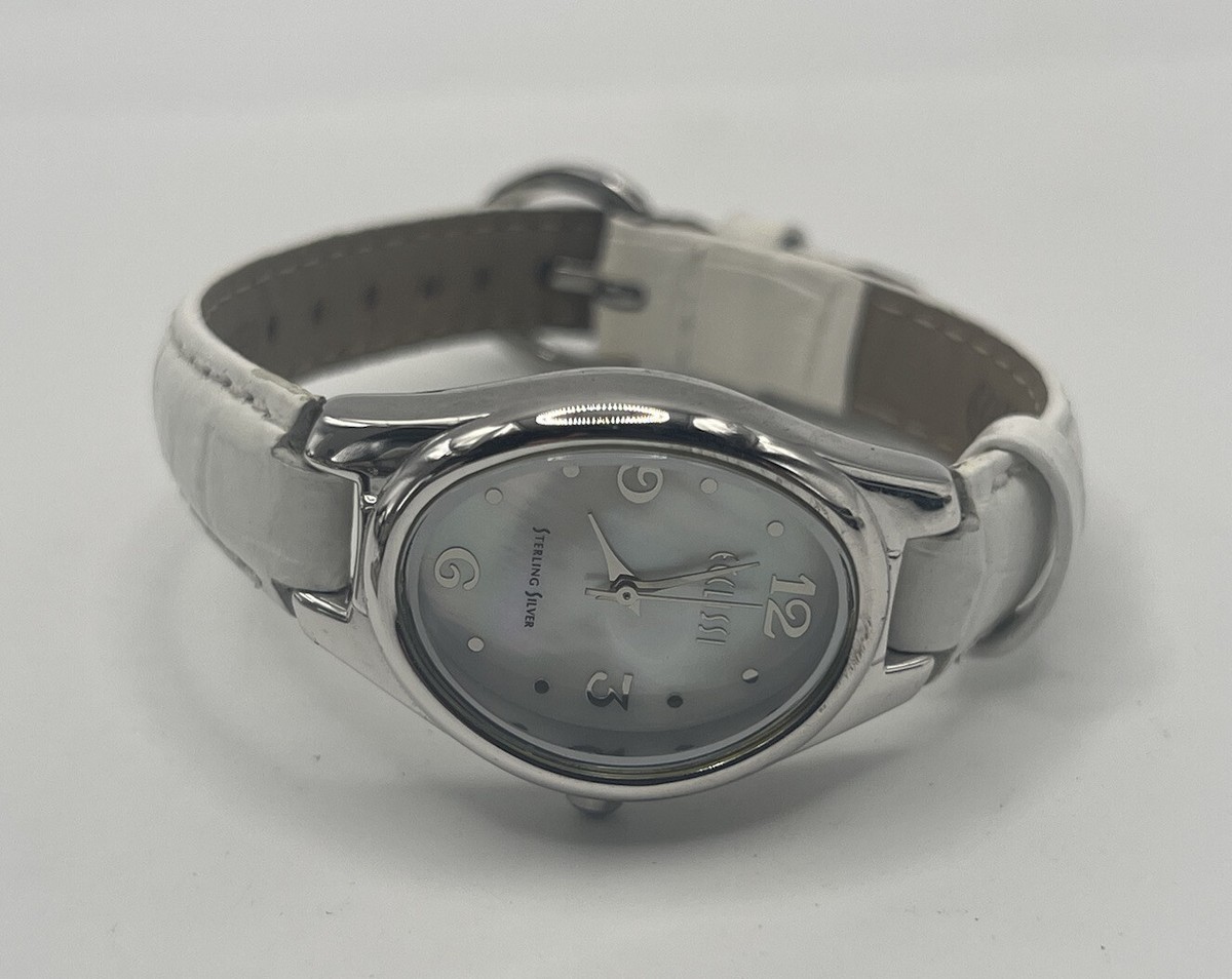 Vintage Ecclissi Sterling Silver 925 Patterned Leather Band  display picture 1