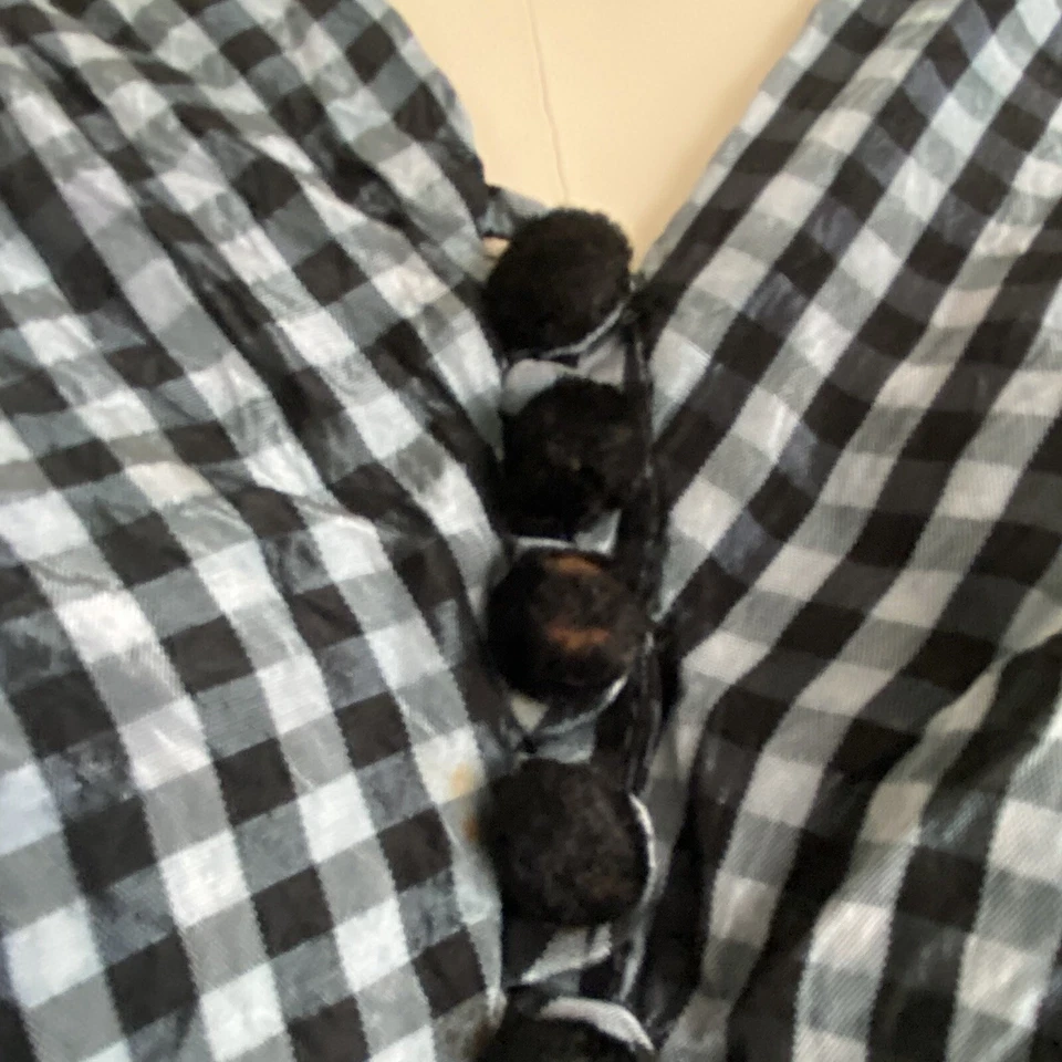 Blusa de guinga azul vintage de los años 30 con volantes lazos Art Deco camisa vestido top Foto 3 de 4