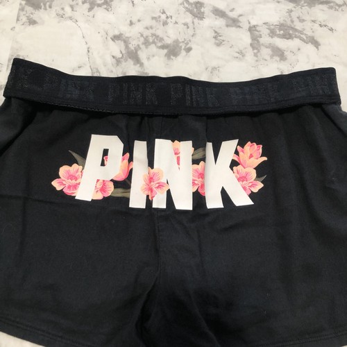 Victoria's Secret PINK Shorts XS großes Logo lockere Passform Lounge schwarz Nachtwäsche Blumenmuster - Bild 7 von 13