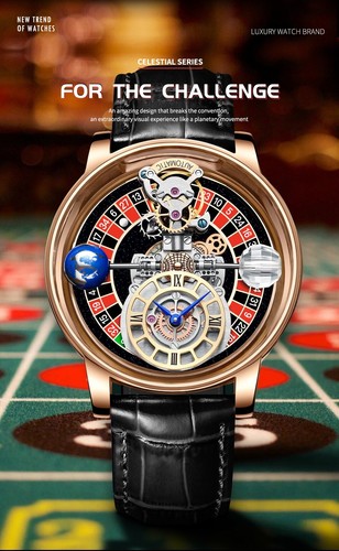 PINDU Hombre Celestial Multicolor Dial Caja Dorada Moda Casual Reloj Cuarzo - Imagen 2 de 21