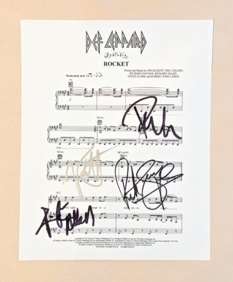 DEF LEPPARD SIGNED 8x10 sheet music ELLIOTT savage ALLEN collen