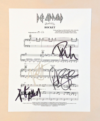 DEF LEPPARD SIGNED 8x10 sheet music ELLIOTT savage ALLEN collen