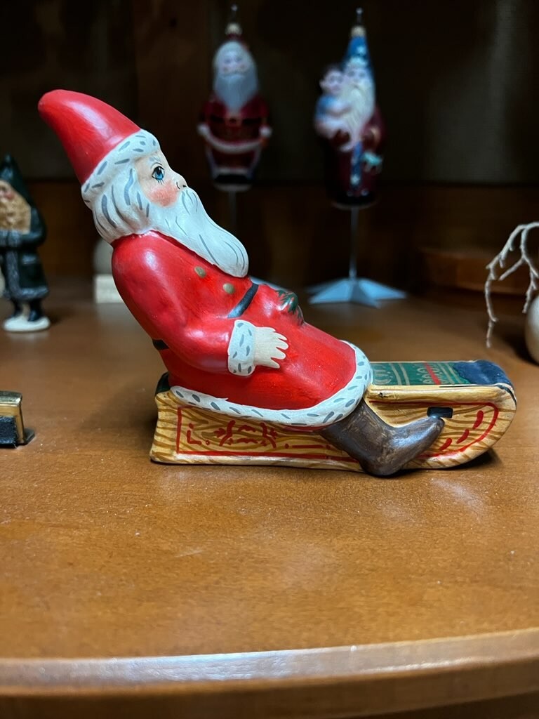 Vaillancourt Folk Art Chalkware 165 SANTA ON SNOW KING SLED *LE* ONLY