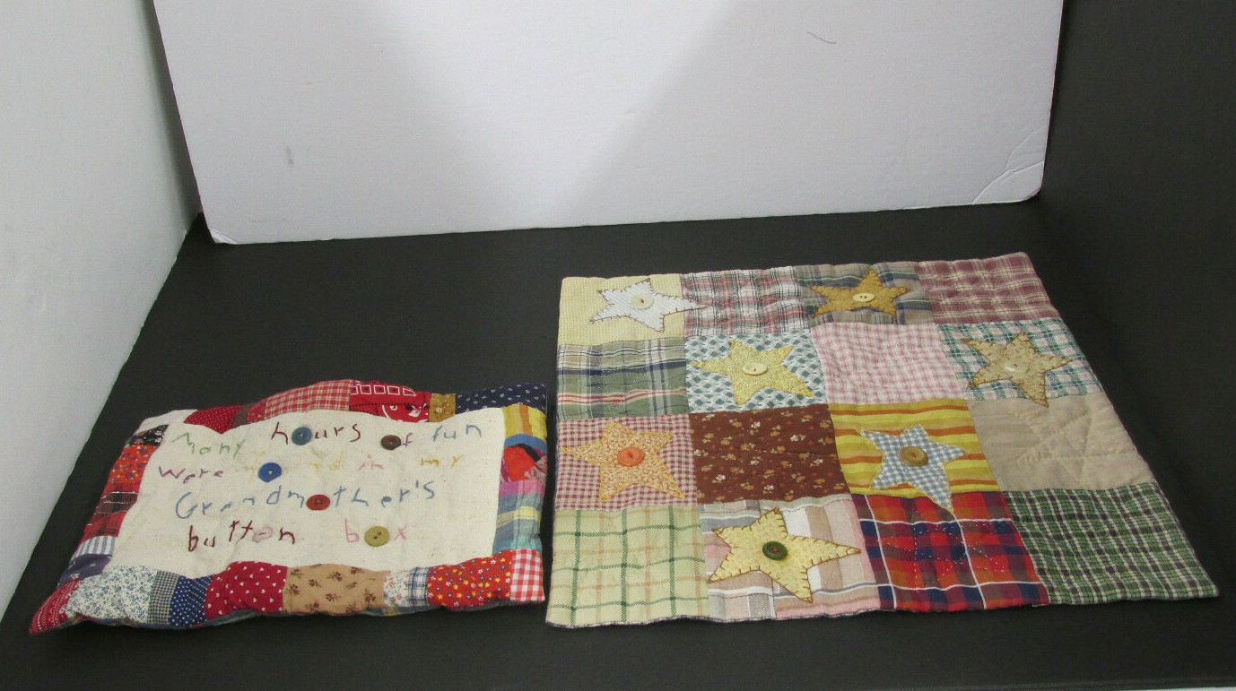 2 SMALL BUTTON / QUILTS LOVERS HANDMADE HOURS OF FUN IN GRANDMOTHERS BUTTON BOX