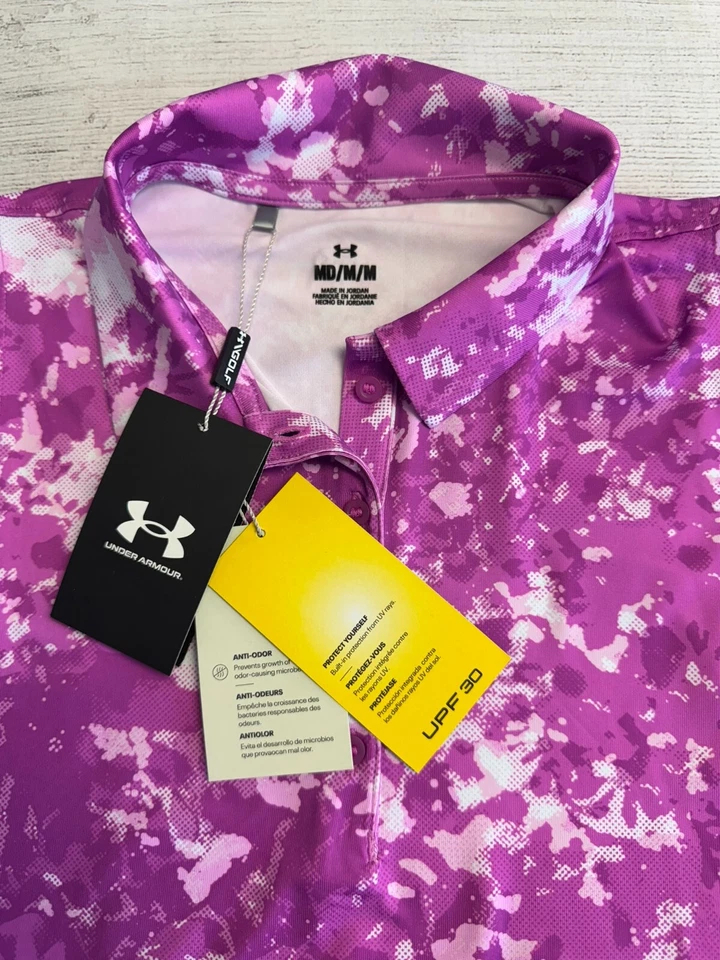 安德玛高尔夫 Polo 衫女式中号全新 UPF 30+ 活动无袖背心 — 第 2/4 张图片