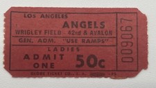 1961 Los Angles Angeles Full Ticket FIRST Year Only YR Wrigley Field Ladies Day