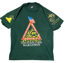 Vintage 19th Marine Corps Marathon 1994 DC Short Sleeve Shirt Large Fruit Loom