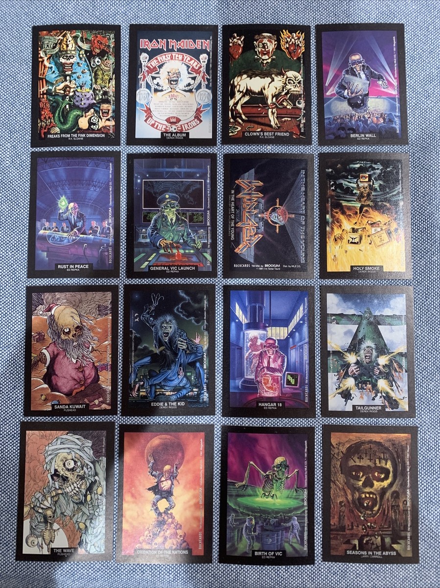 1991 Brockum ROCKCARDS Art Stickers Set💥MEGADETH Slayer IRON