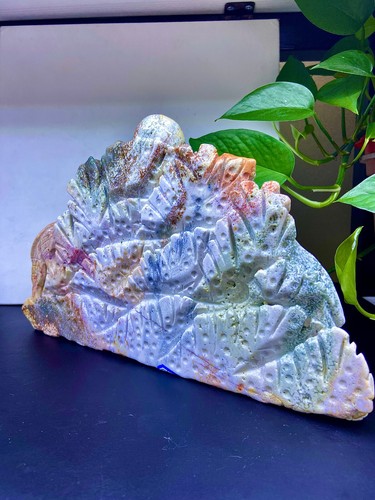 4.34LB Natural colored sea jade hand carved quartz healing specimen - 第 9/15 張圖片