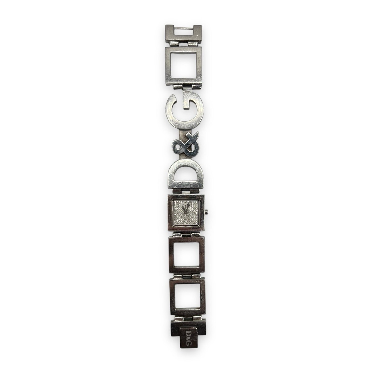 Vintage D&G Dolce & Gabbana Watch Bracelet Style Cuff Silver