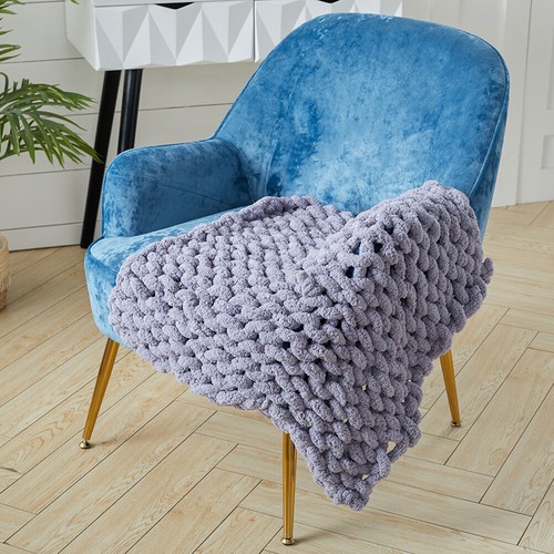 Handmade Chunky Knitted Blanket Soft Chenille Chair Sofa Cover Throw Mat Rug - Picture 4 of 13